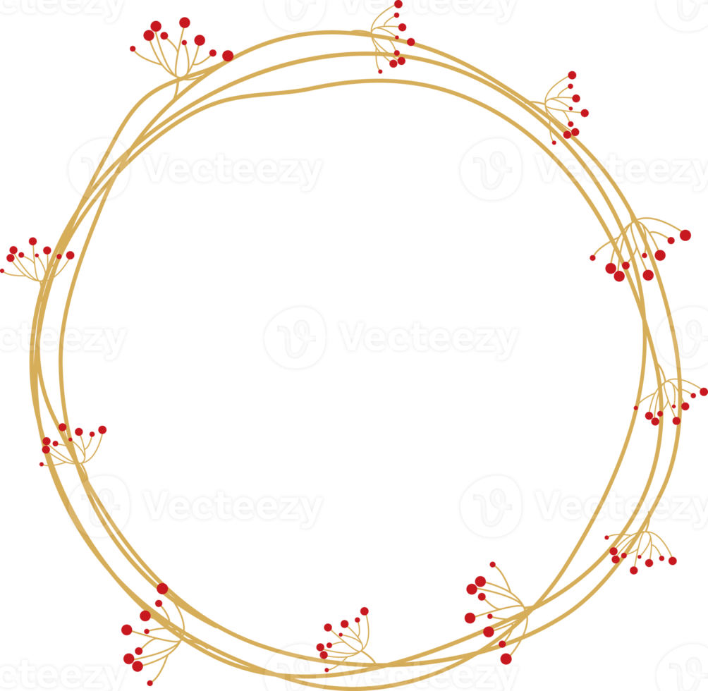 minimal golden dandelion wreath frame collection for christmas valentines or wedding png