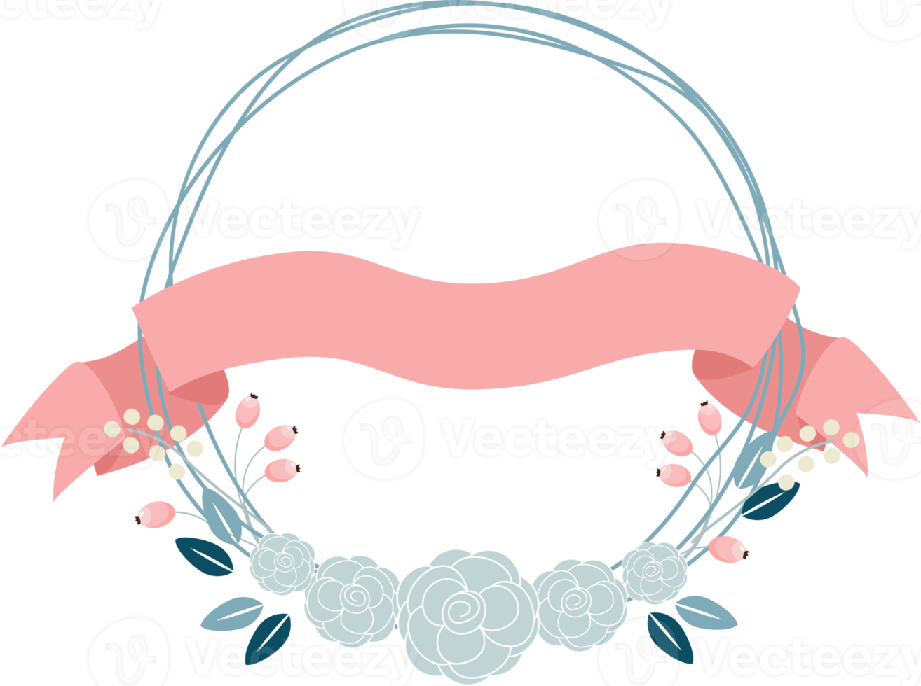 minimal valentines wreath in pastel color png