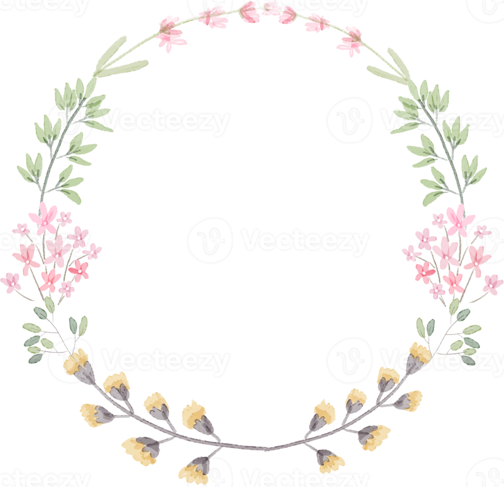 watercolor floral and leafs wreath 13078722 PNG