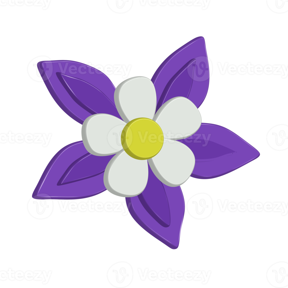 Purple flower Aquilegia columbine, of the inverted flower to five doves clustered together png