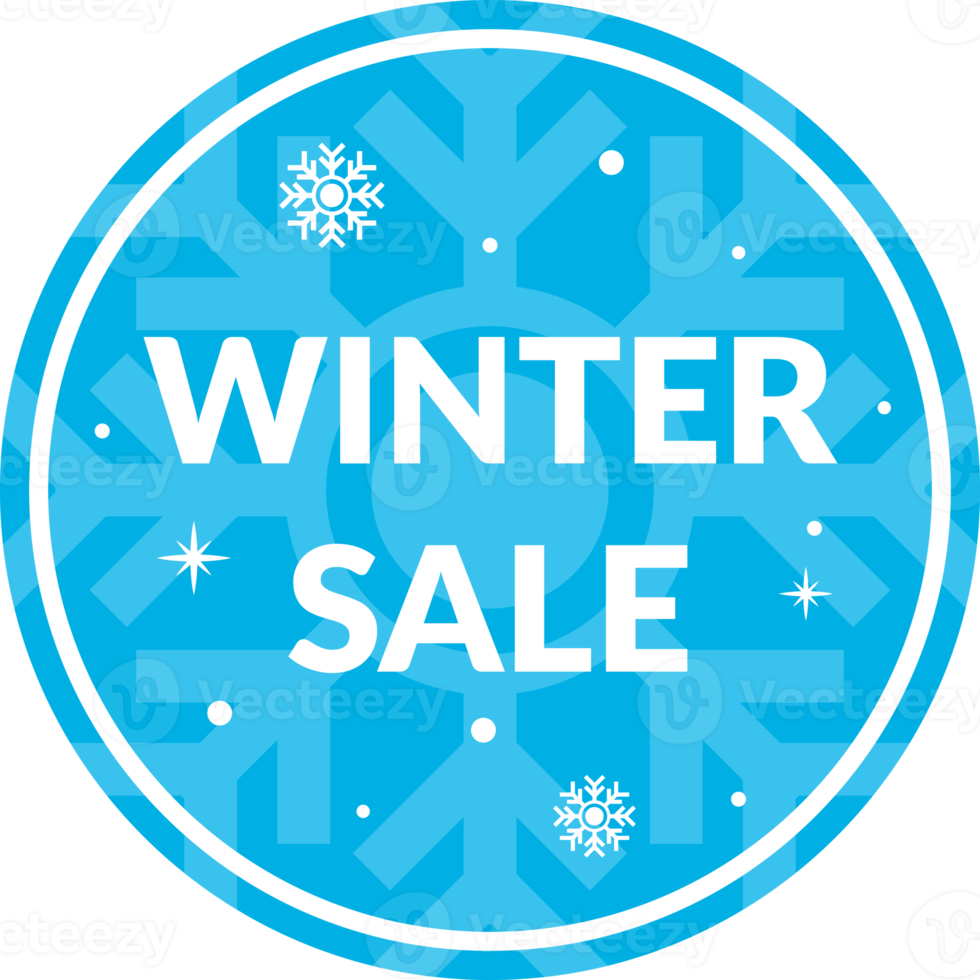 blue round winter sale discount design element png