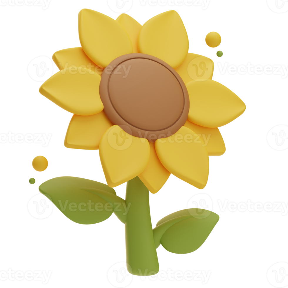 dankzegging voorwerp zonnebloem, 3d illustratie png