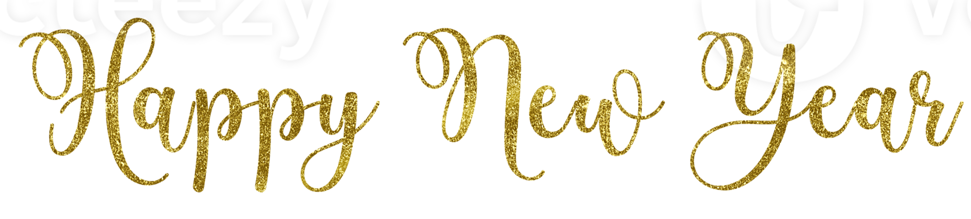 Golden Text Happy New Year cut out png