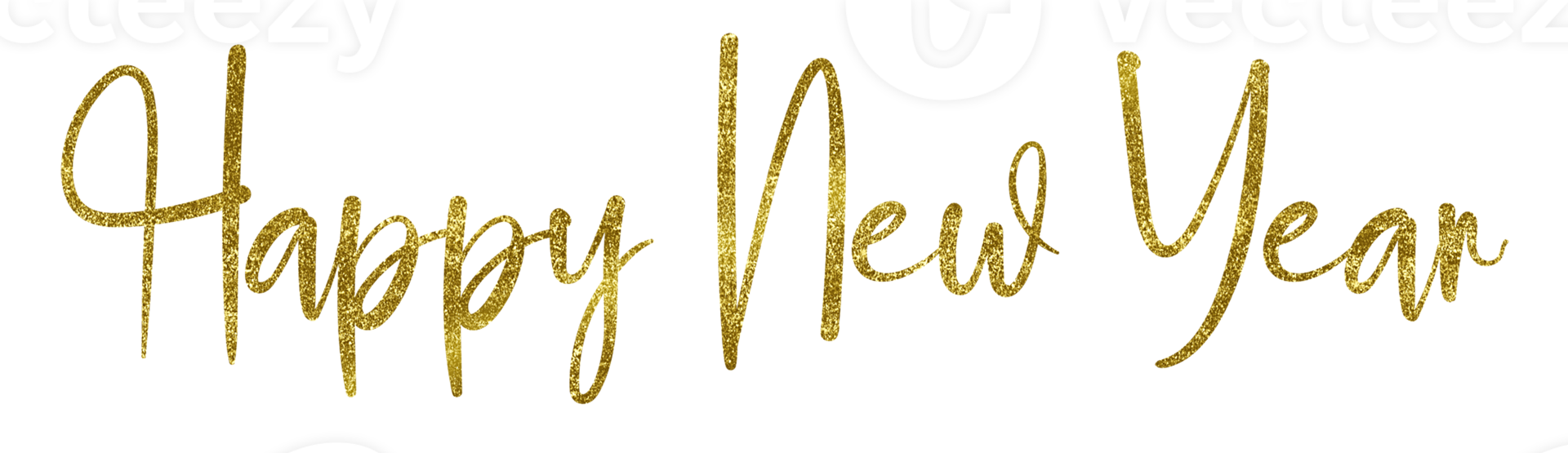 Golden Text Happy New Year cut out png
