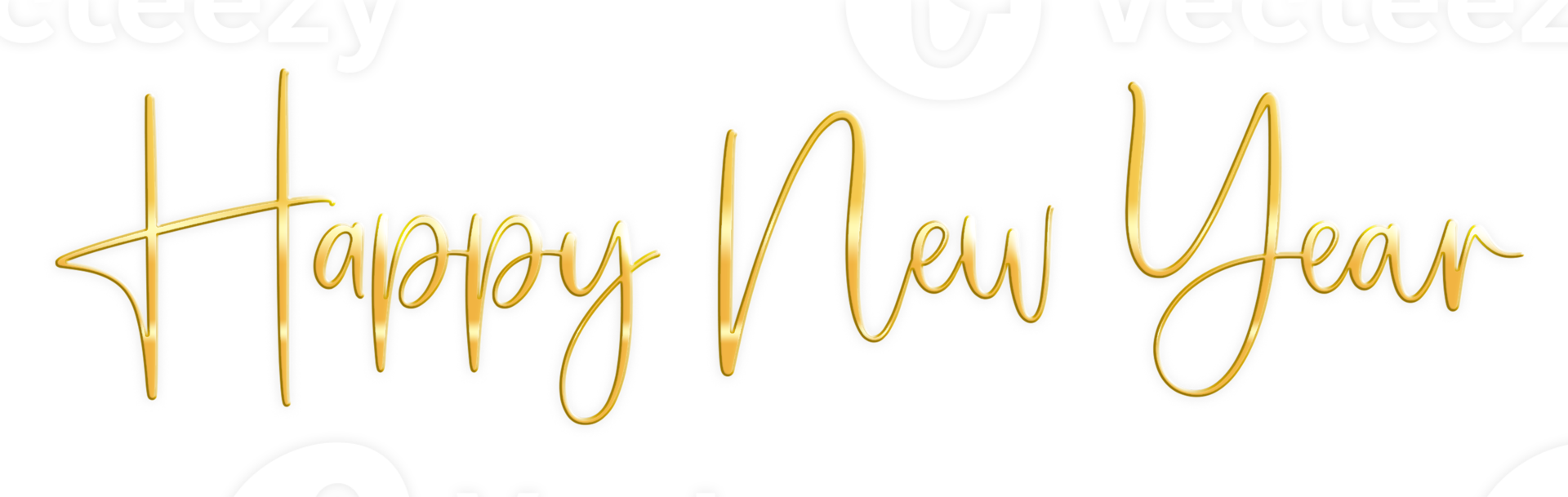 Golden Text Happy New Year cut out png