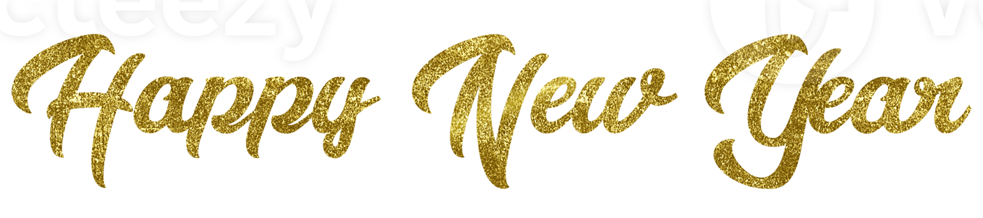 Golden Text Happy New Year cut out png