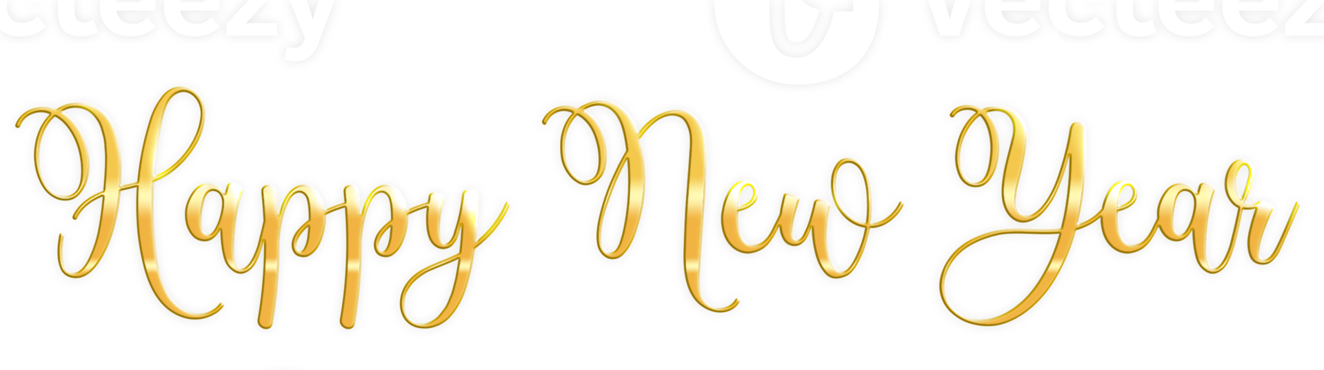 Golden Text Happy New Year cut out png