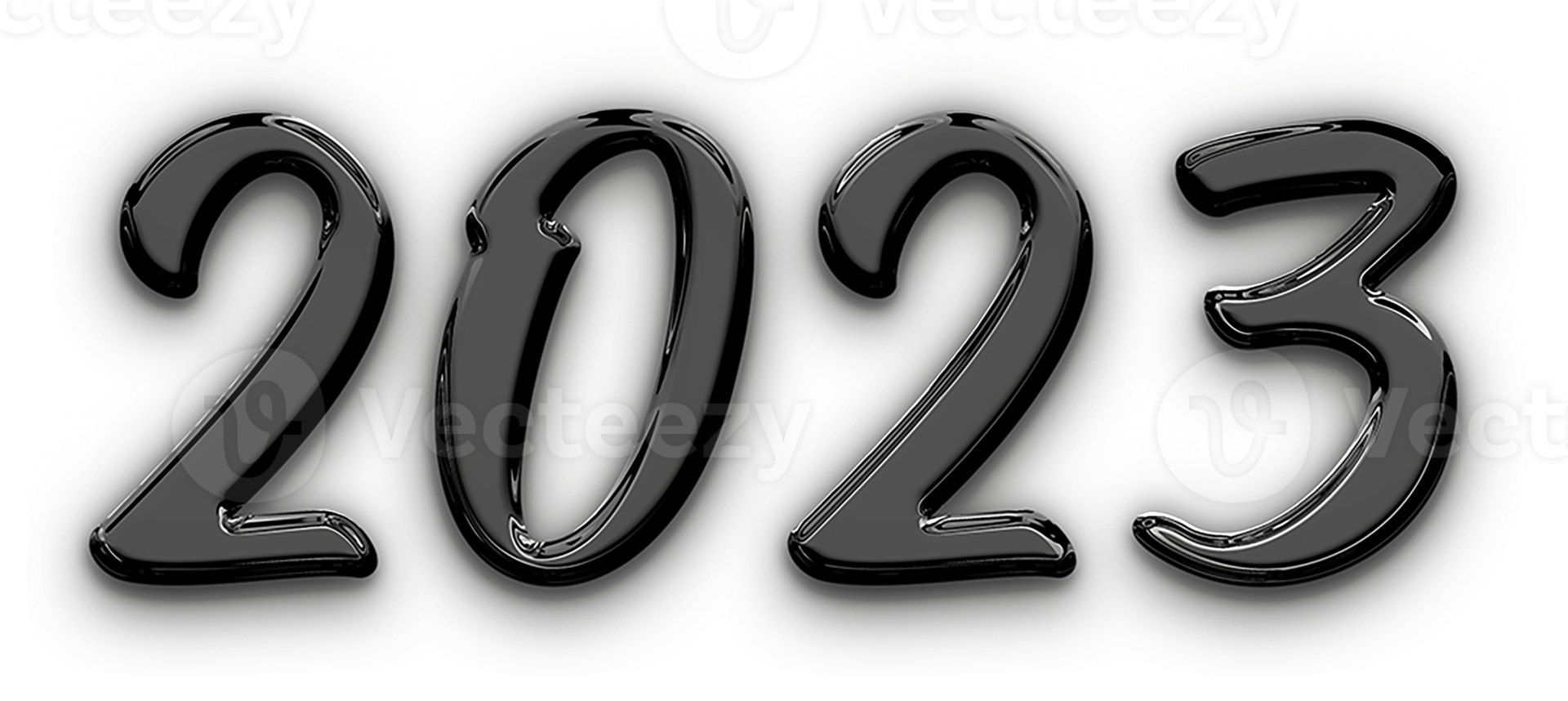 Black Metallic volumetric 3D Text of the inscription 2023 cut out isolated png