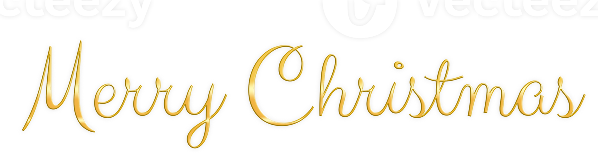 Golden Text Merry Christmas cut out png