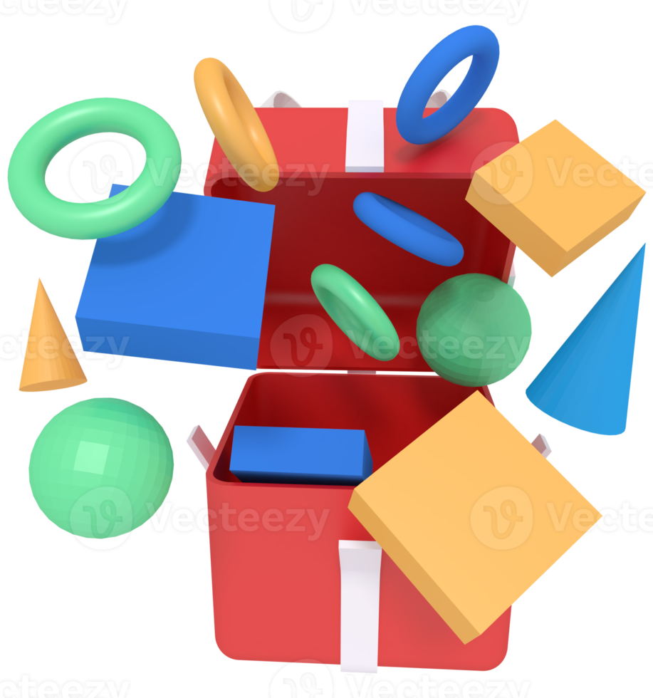 Ilustración 3d de caja de regalo sorpresa png