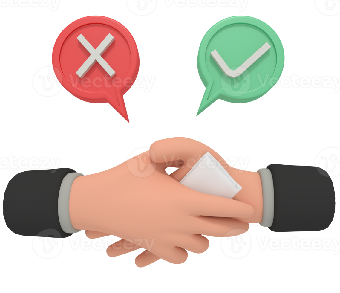3d illustration of giving money by shaking hands png