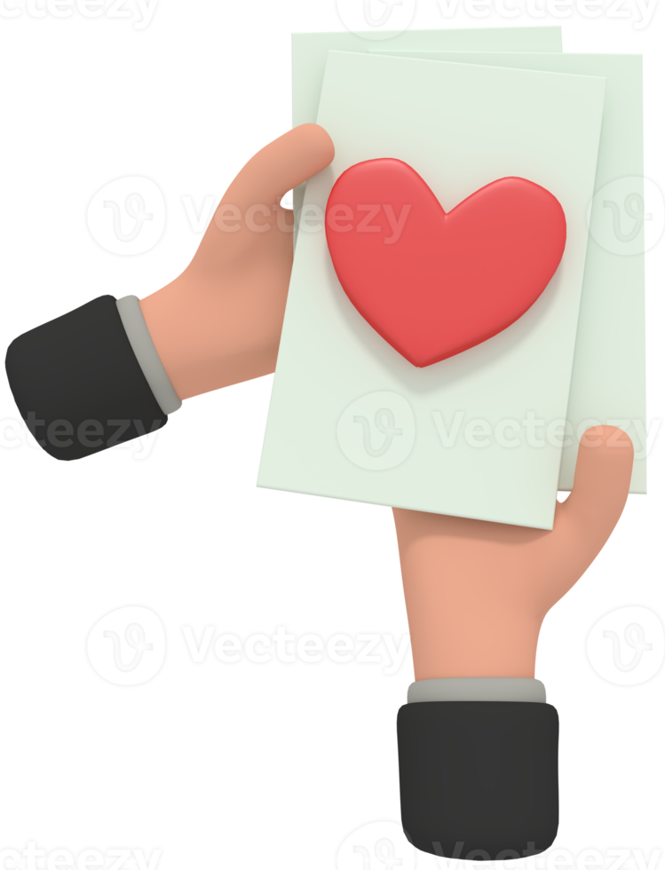 3d illustration of holding love heart png