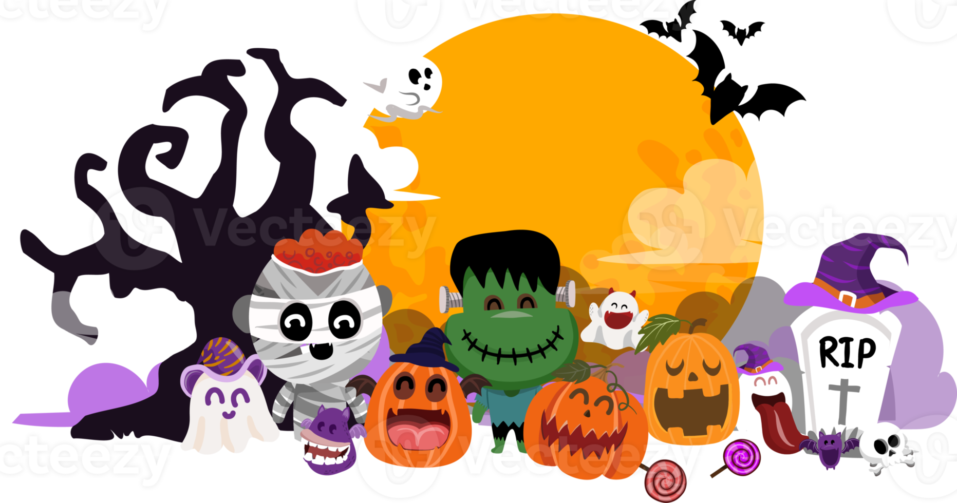 elementos de feliz halloween png