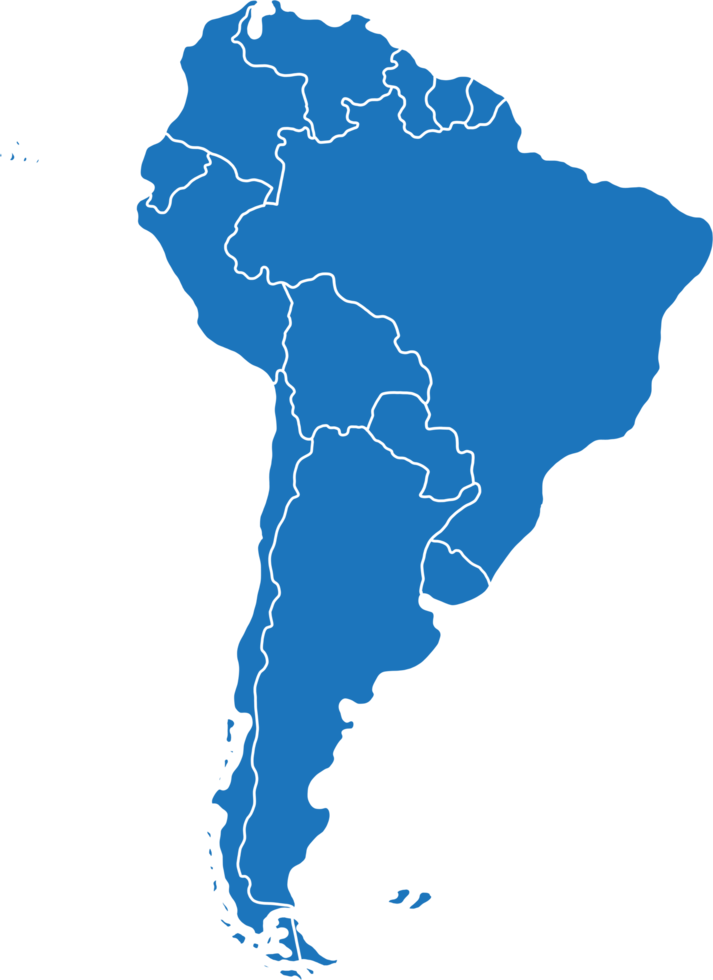 Gekritzel-Freihandzeichnung der Südamerika-Karte. png