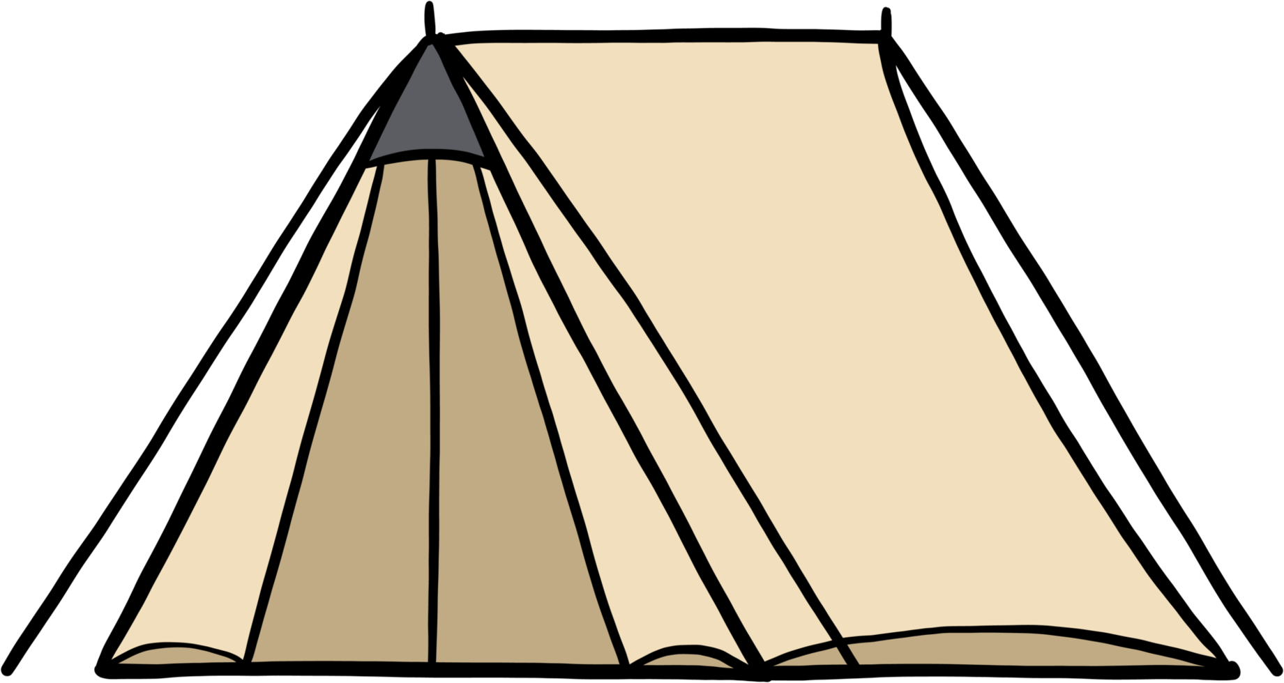 contour de la tente de camping doodle dessin sur fond blanc. png