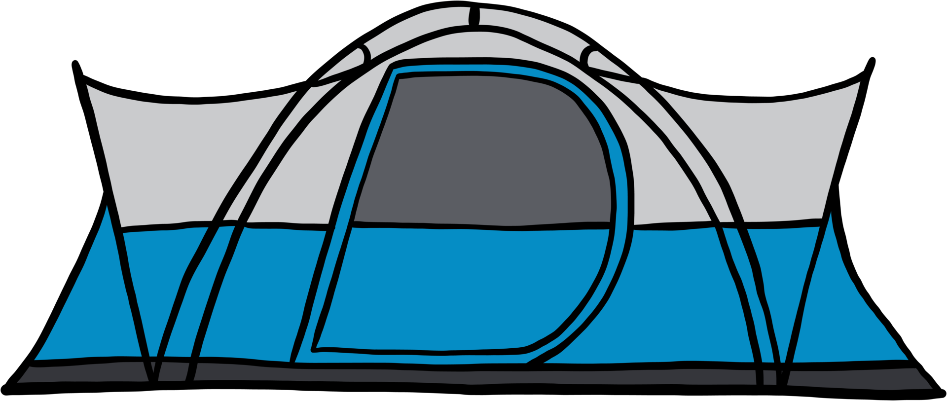 contour de la tente de camping doodle dessin sur fond blanc. png