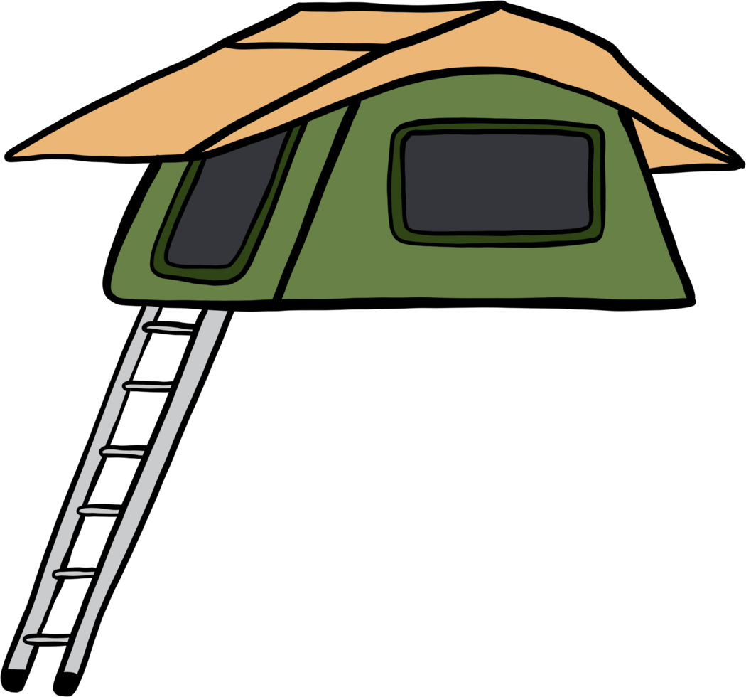 Camping Zelt Umriss Doodle Zeichnung auf weißem Hintergrund. png