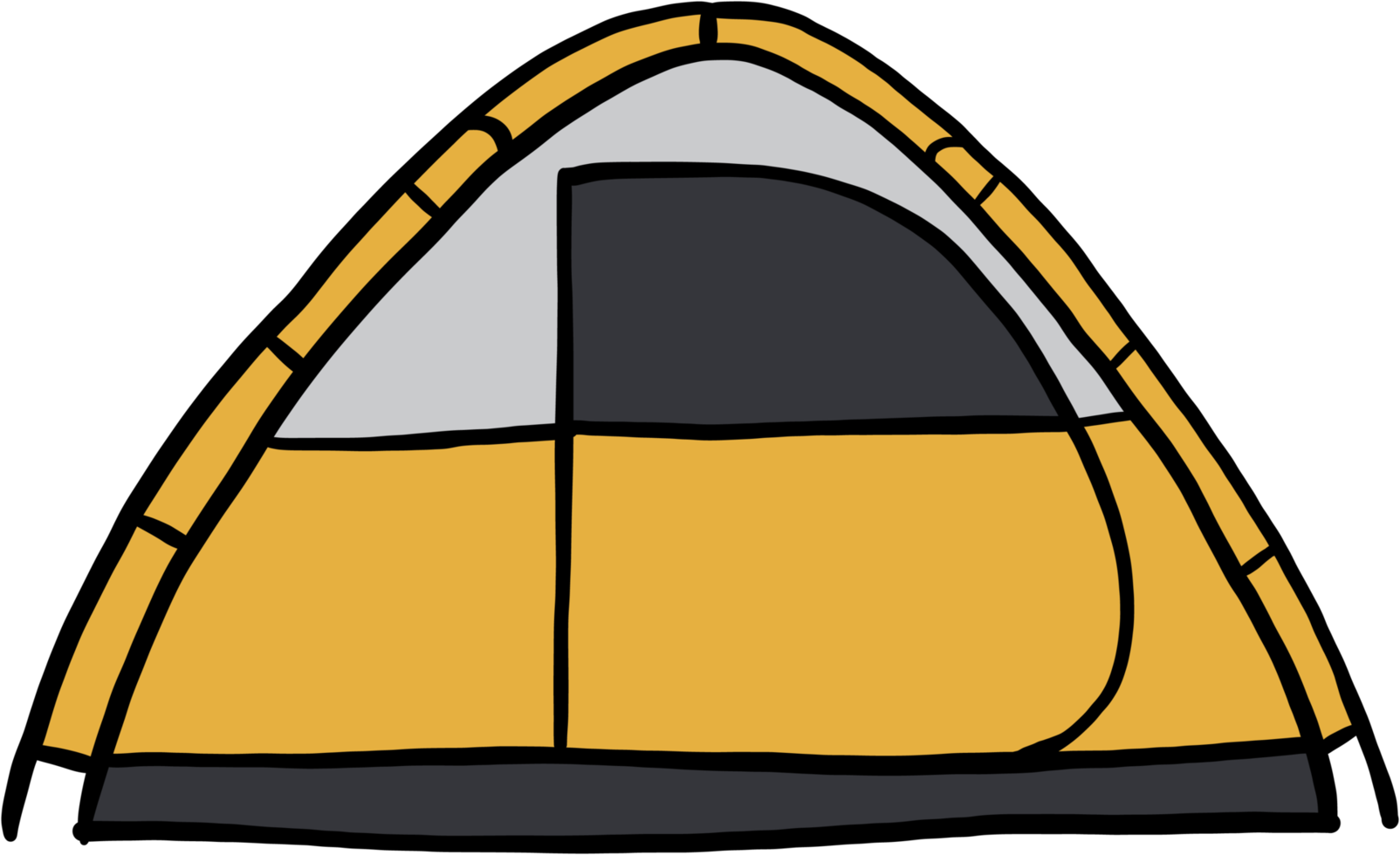 contour de la tente de camping doodle dessin sur fond blanc. png