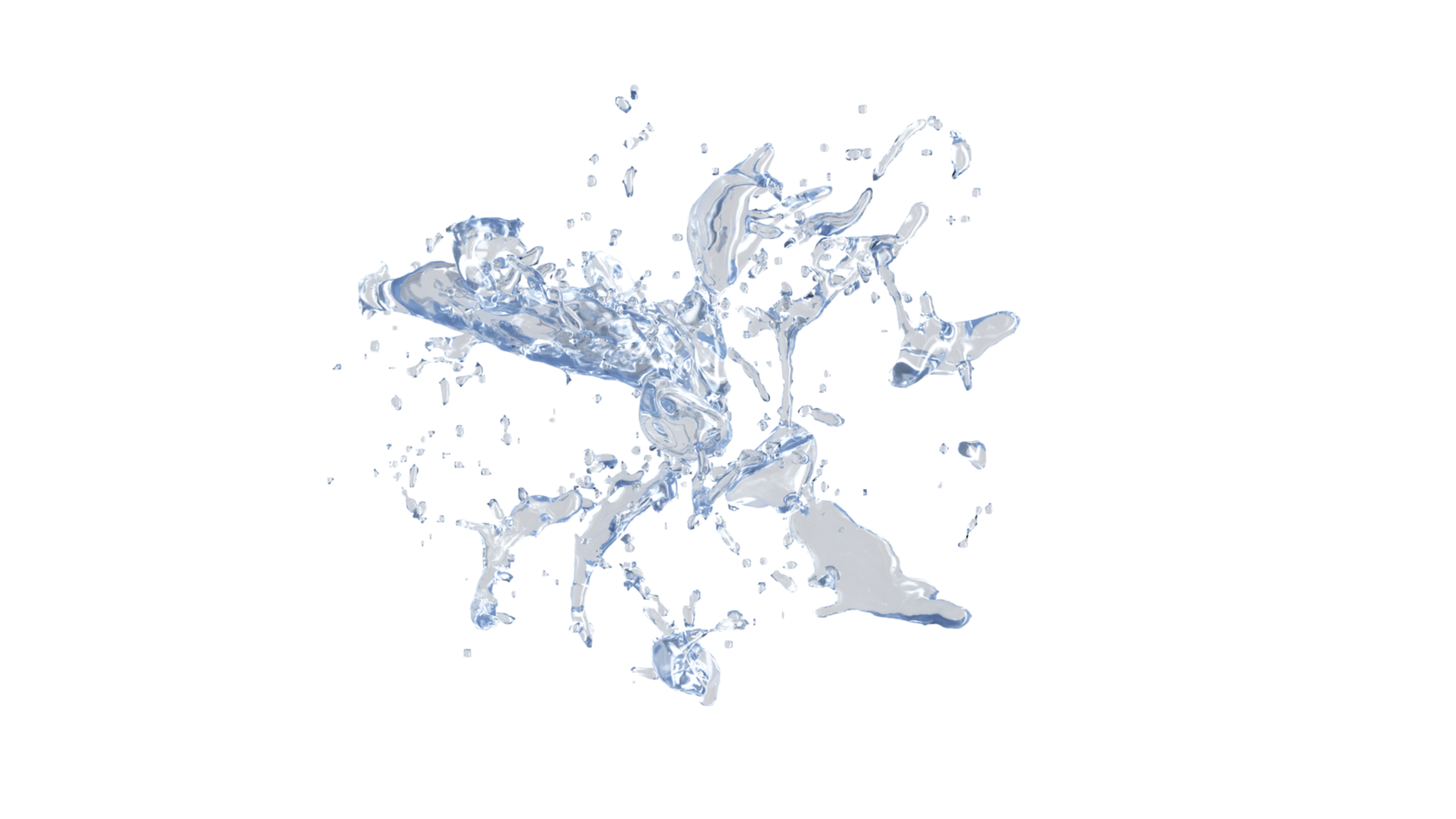 Water Splash with droplets on black background. 3d illustration. png