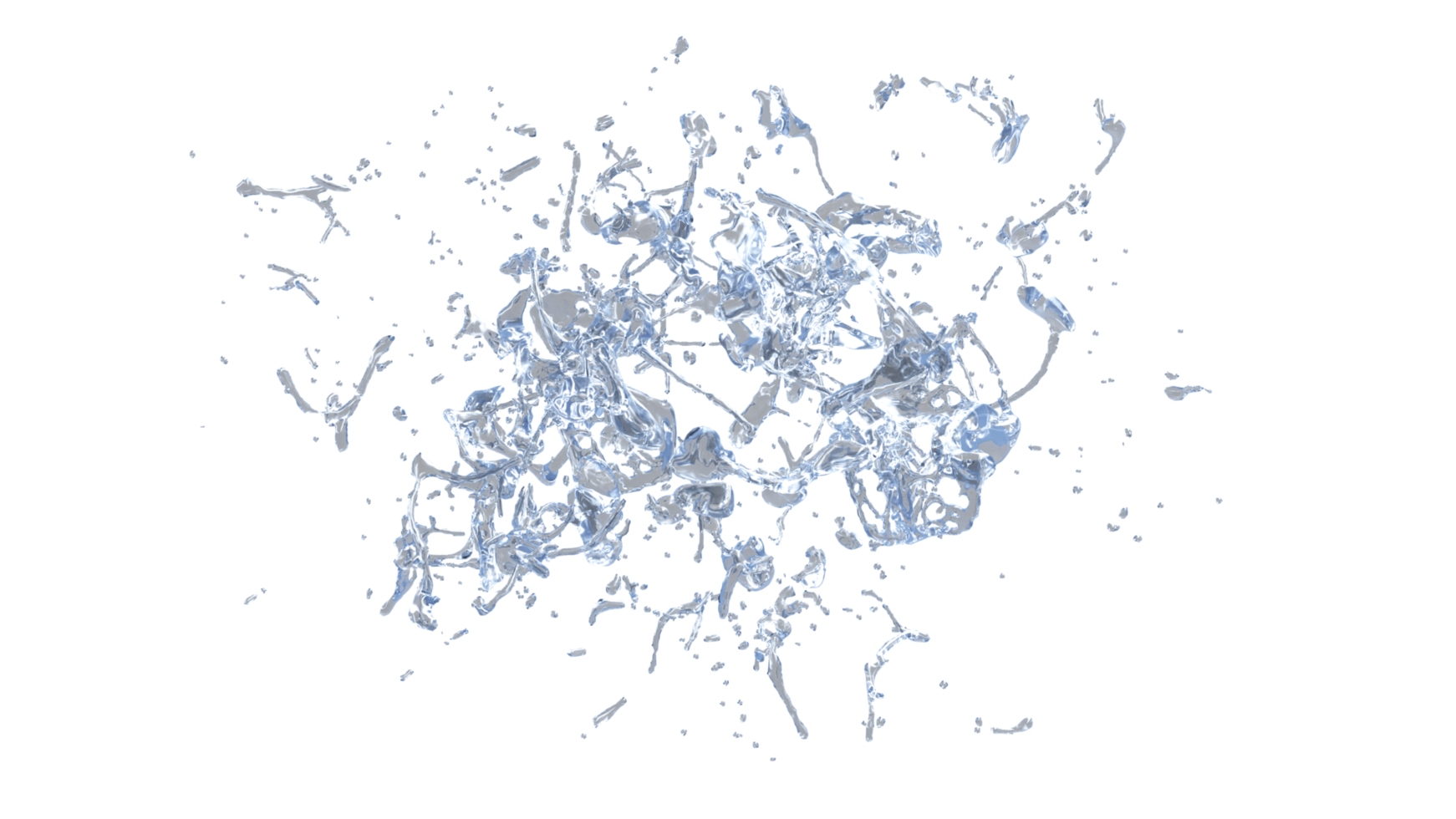 Water Splash with droplets on black background. 3d illustration. png