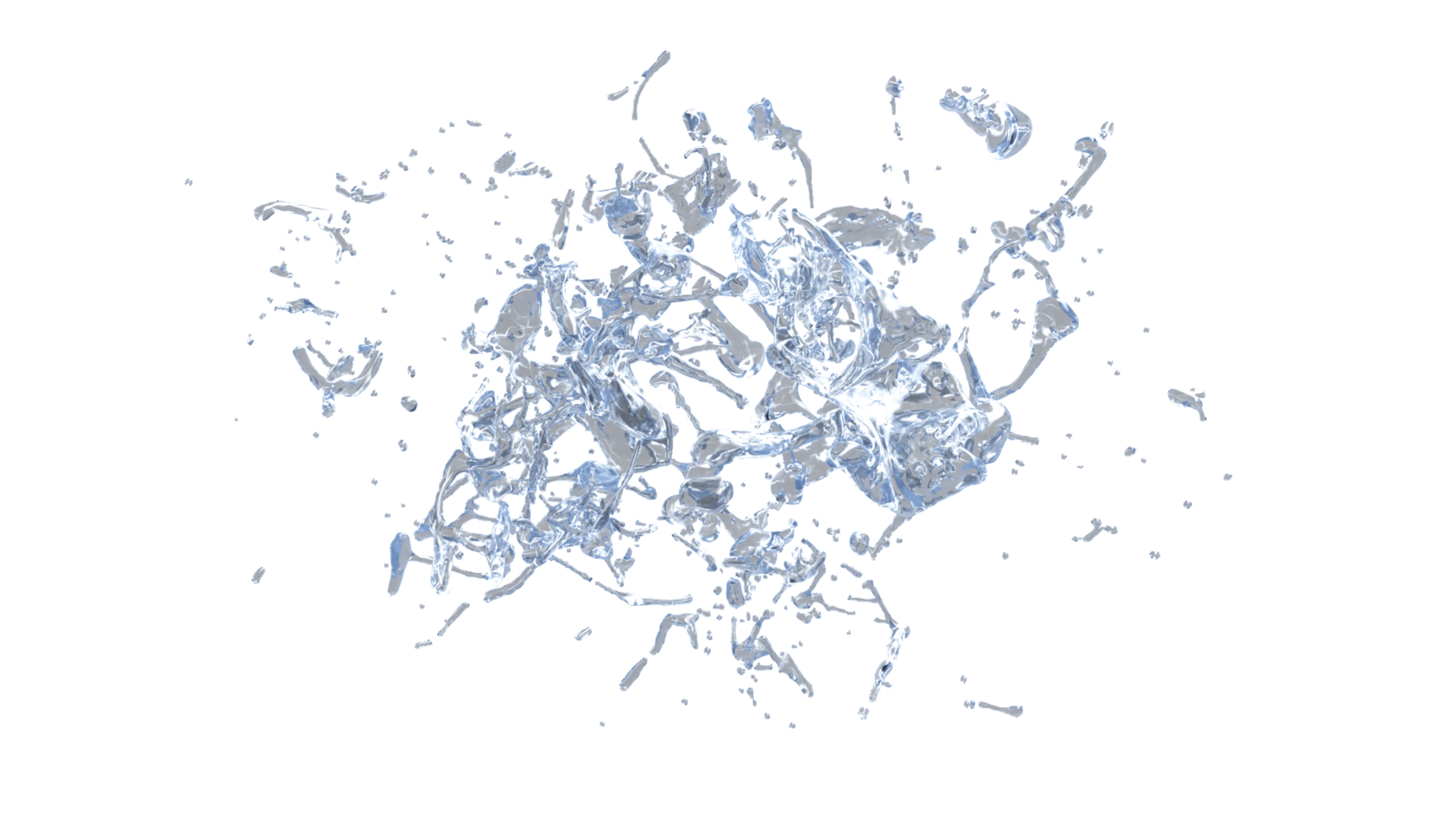 Water Splash with droplets on black background. 3d illustration. png