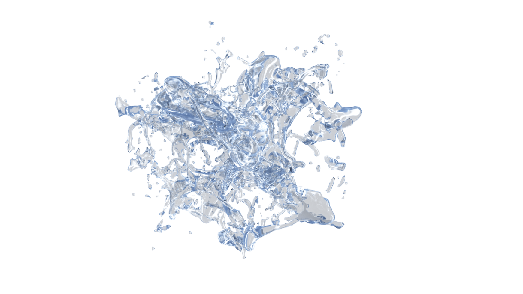 Water Splash with droplets on black background. 3d illustration. png