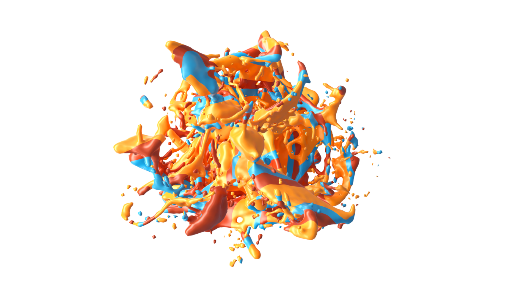 Colorful Liquid Splash with Droplets.3d Illustration design. png