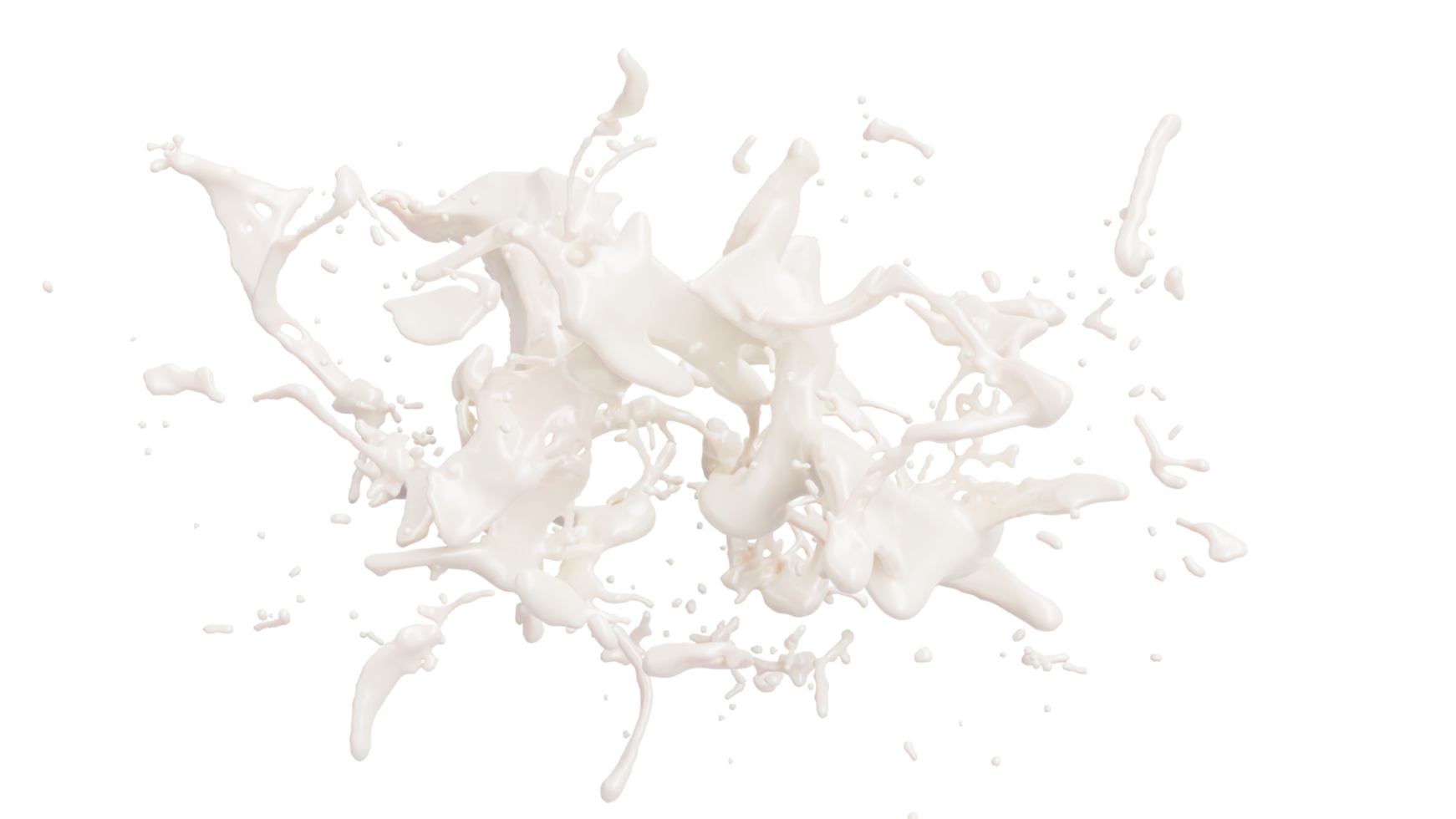 salpicaduras de leche con gotitas aisladas en el fondo. ilustración 3d png