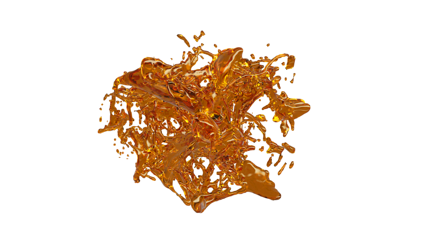 Ölspritzer mit Tröpfchen auf weißem Hintergrund. Makrokamera 4k Größe. 3D-Darstellung. png