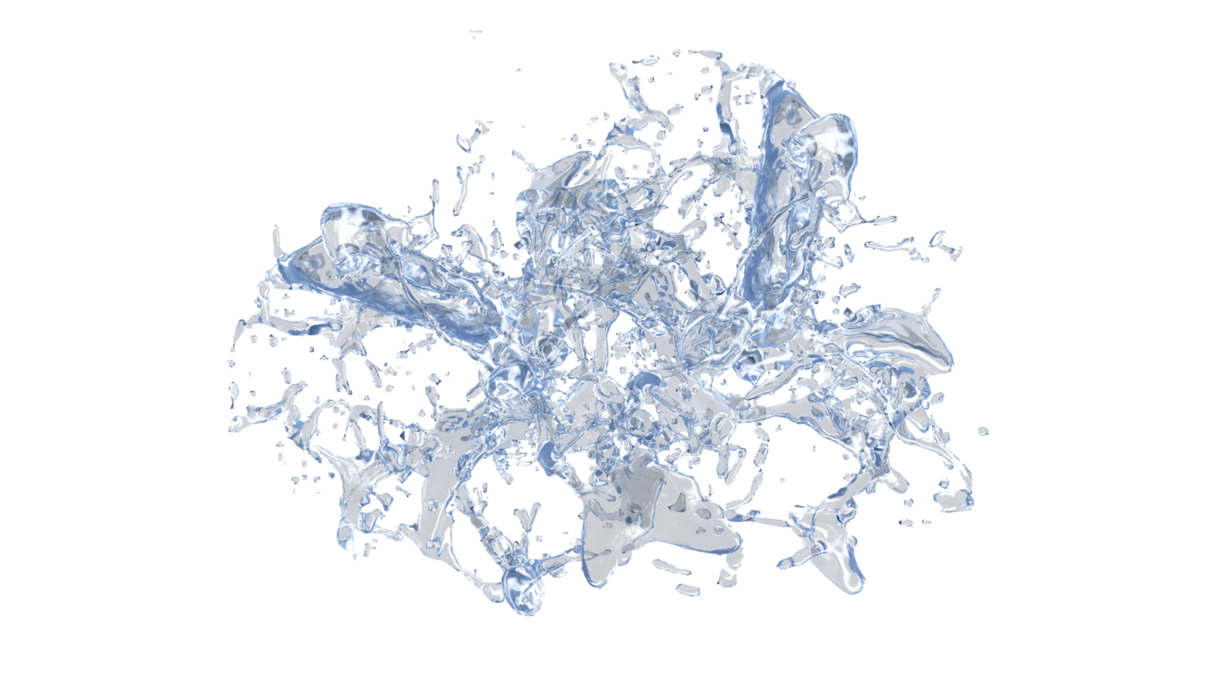 wasserspritzer mit tröpfchen auf schwarzem hintergrund. 3D-Darstellung. png