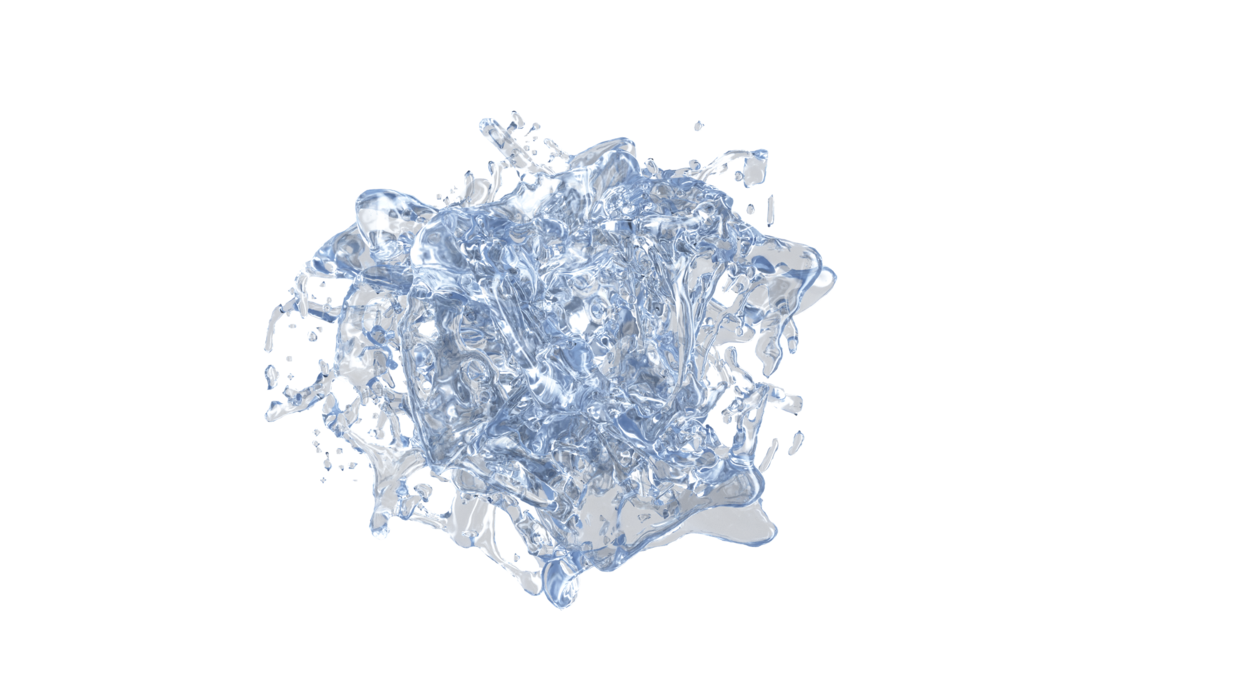 Water Splash with droplets on black background. 3d illustration. png