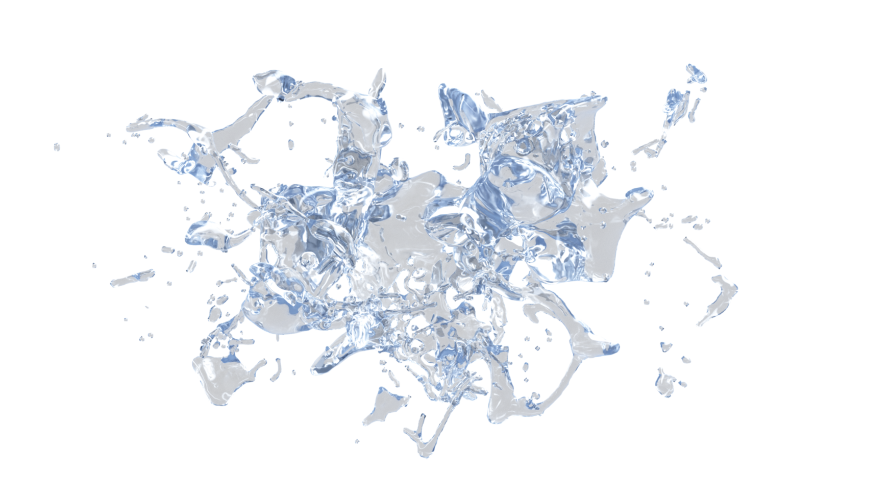 Water Splash with droplets on black background. 3d illustration. png