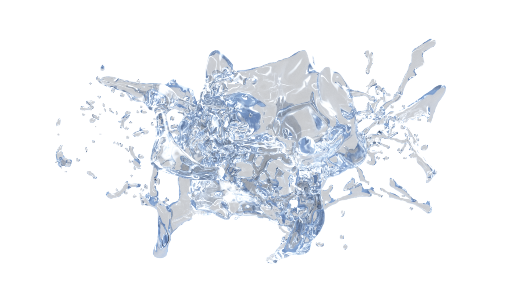 Water Splash with droplets on black background. 3d illustration. png