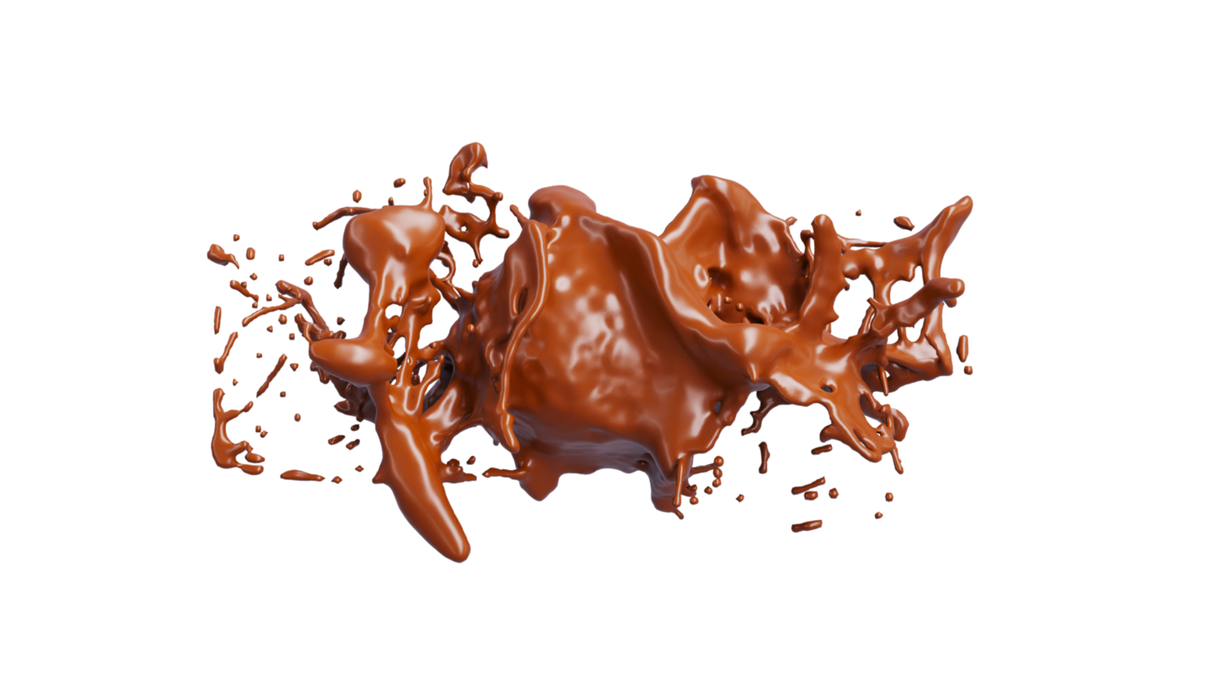 salpicaduras de chocolate con representación 3d de gotitas. png alfa. ilustración 3d