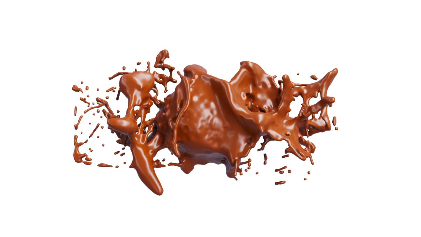 respingo de chocolate com renderização em 3d de gotas. png alfa. ilustração 3D.