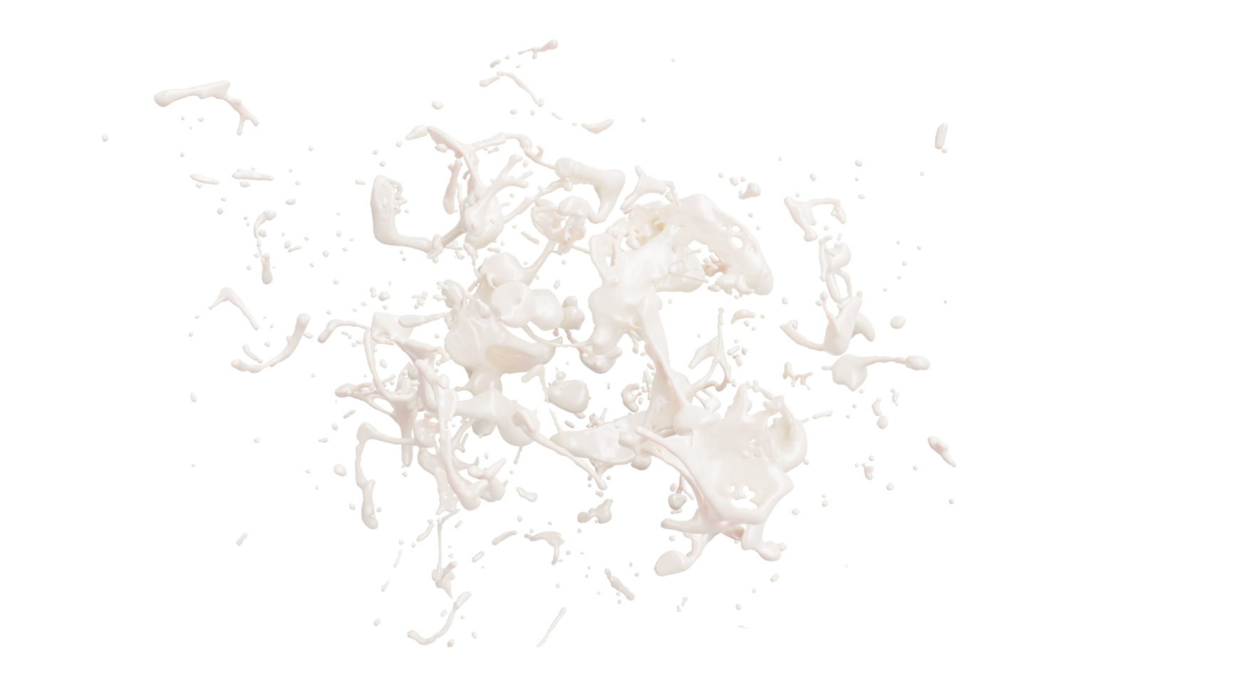 salpicaduras de leche con gotitas aisladas en el fondo. ilustración 3d png