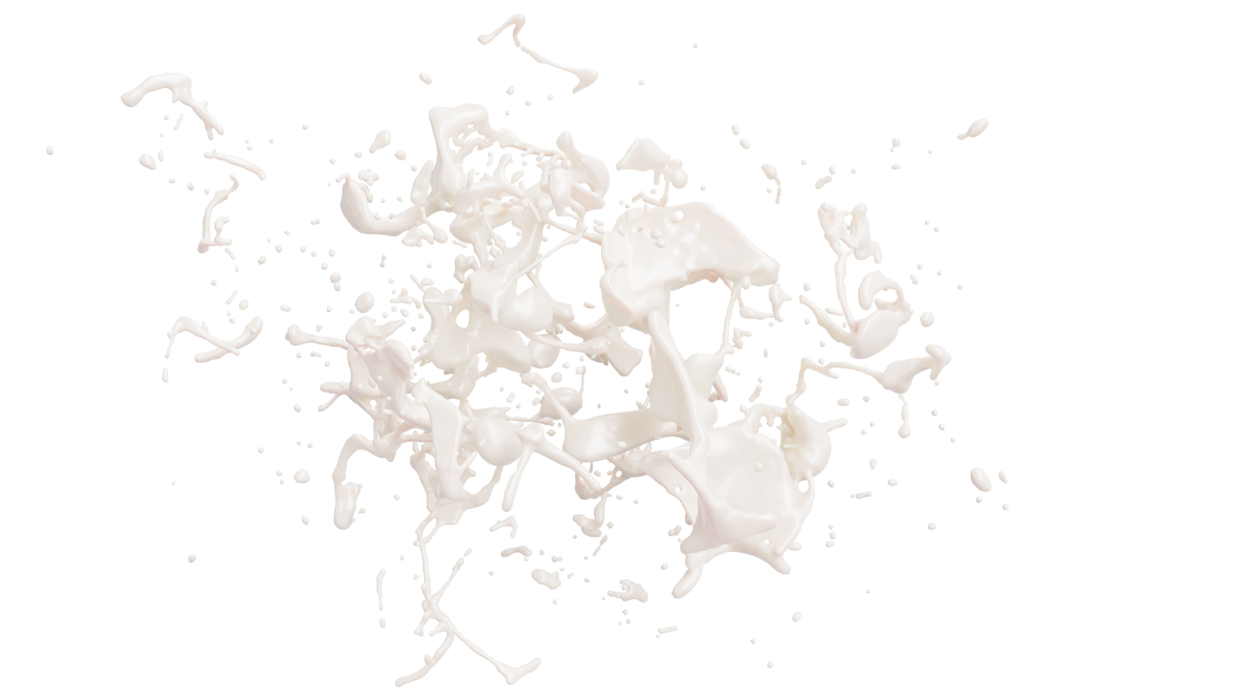 salpicaduras de leche con gotitas aisladas en el fondo. ilustración 3d png