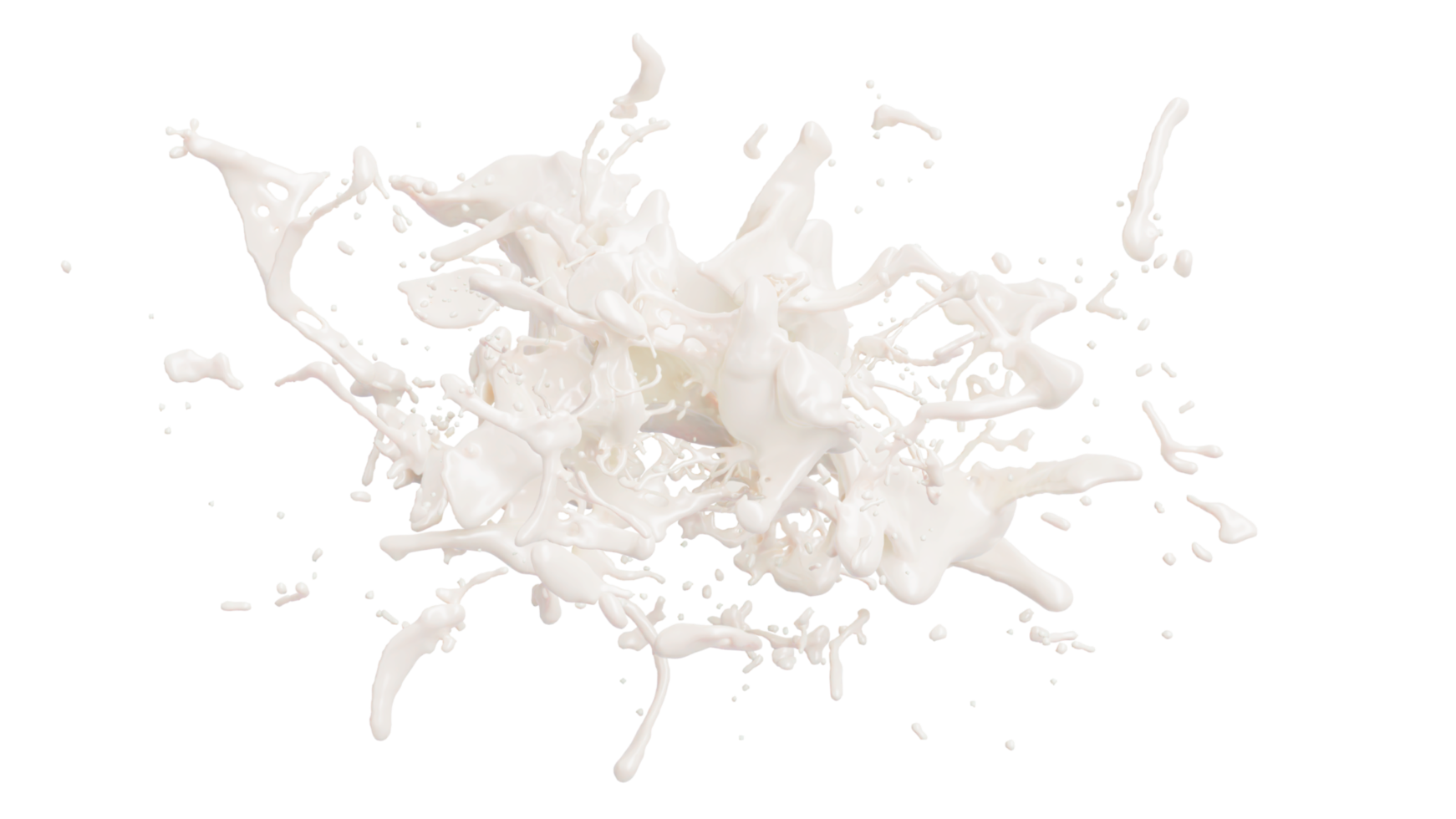 éclaboussures de lait avec des gouttelettes isolées sur fond. illustration 3d png