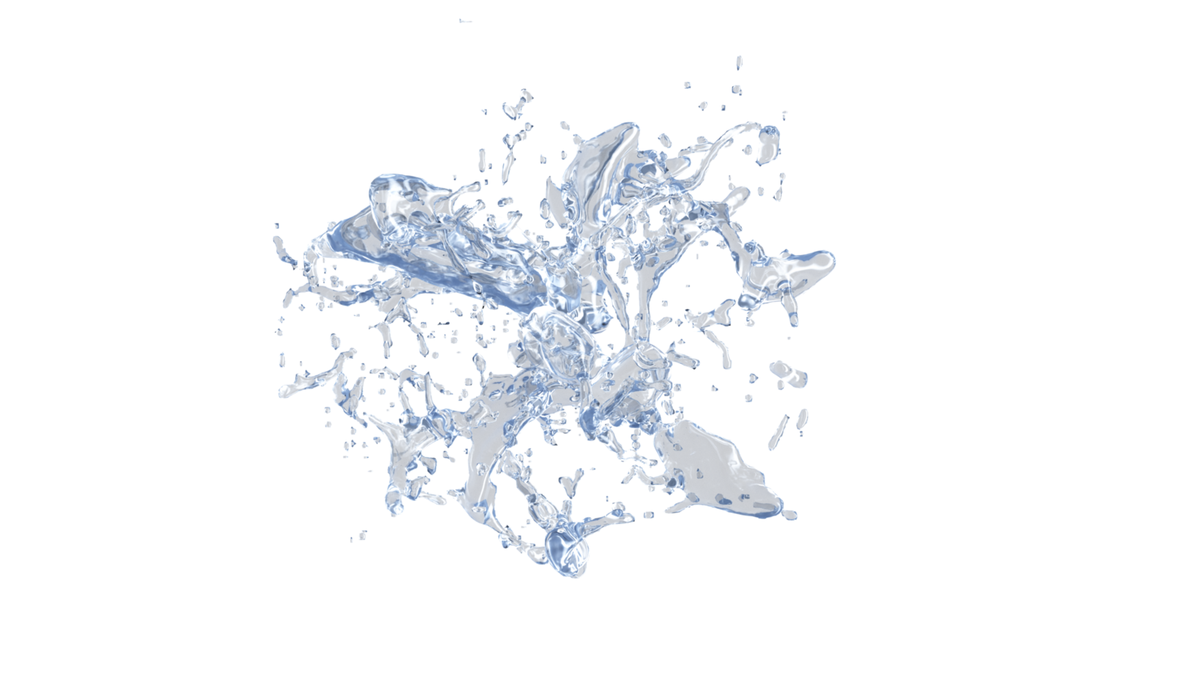 Water Splash with droplets on black background. 3d illustration. png