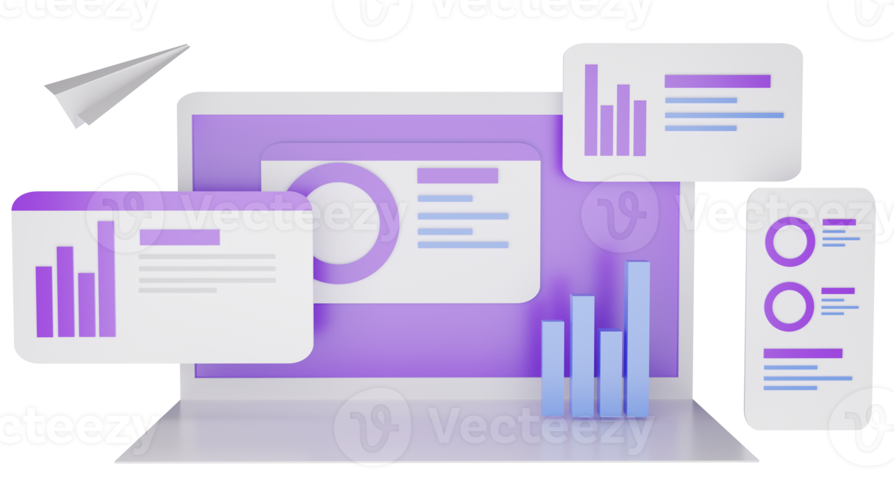 3D Illustration data analysis, research, planning and statistics png