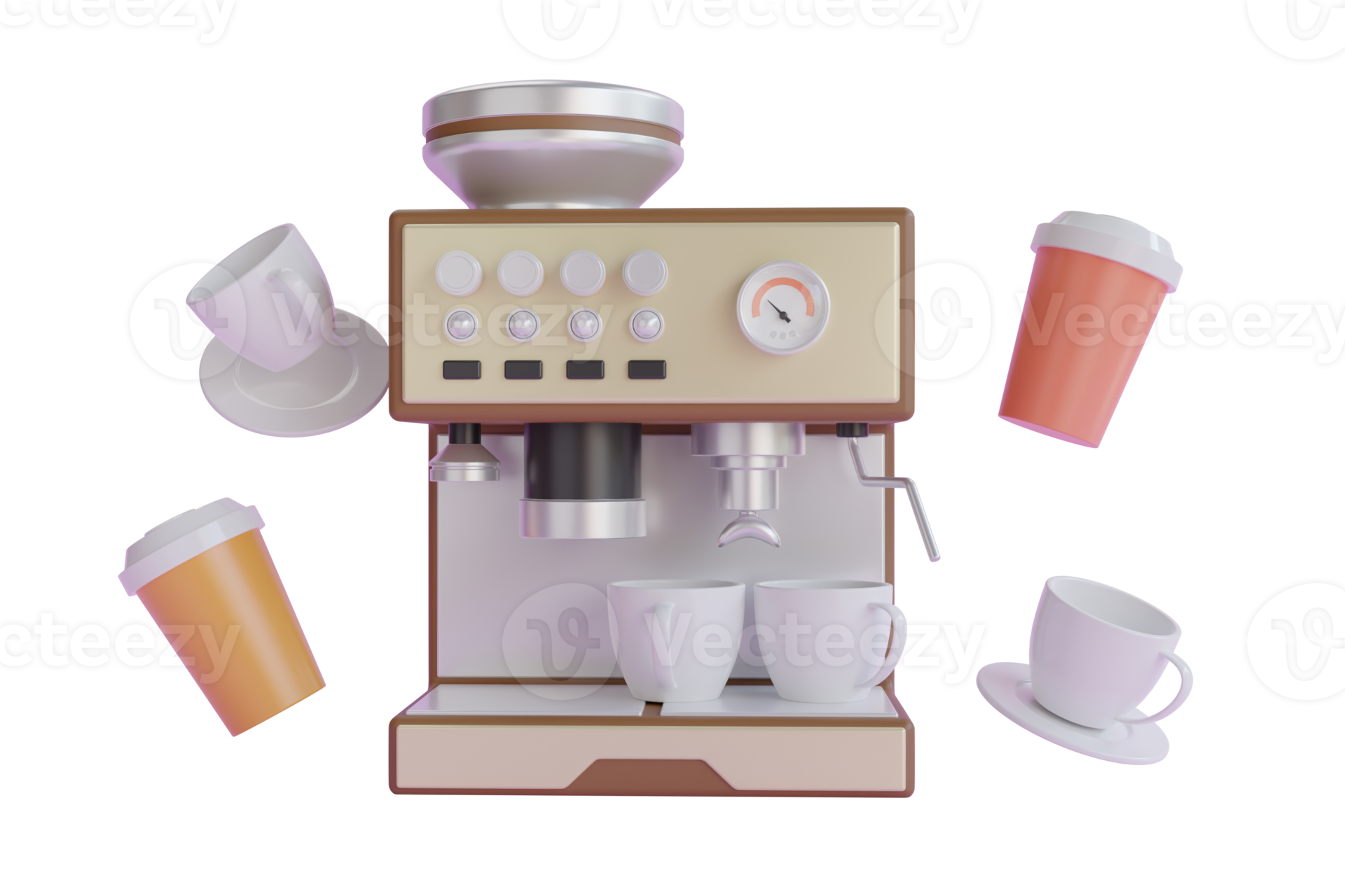 coffee machine. Coffee shop 3D render. digital illustration of a coffee