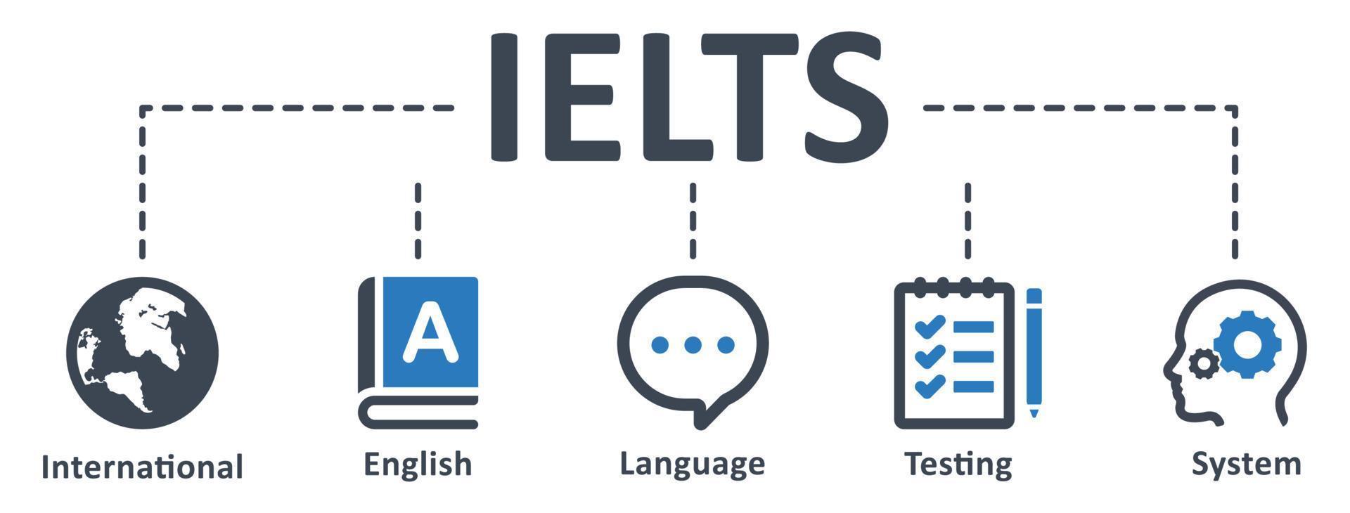 IELTS icon - vector illustration . ielts, english, international, language, globe, communication, evaluation, system, speaking, infographic, template, concept, banner, pictogram, icon set, icons .