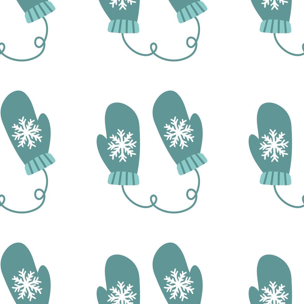 Cute winter mittens pattern in cartoon style in vector. Design for winter decoration interior, print posters, greeting card, business banner, wrapping. vector