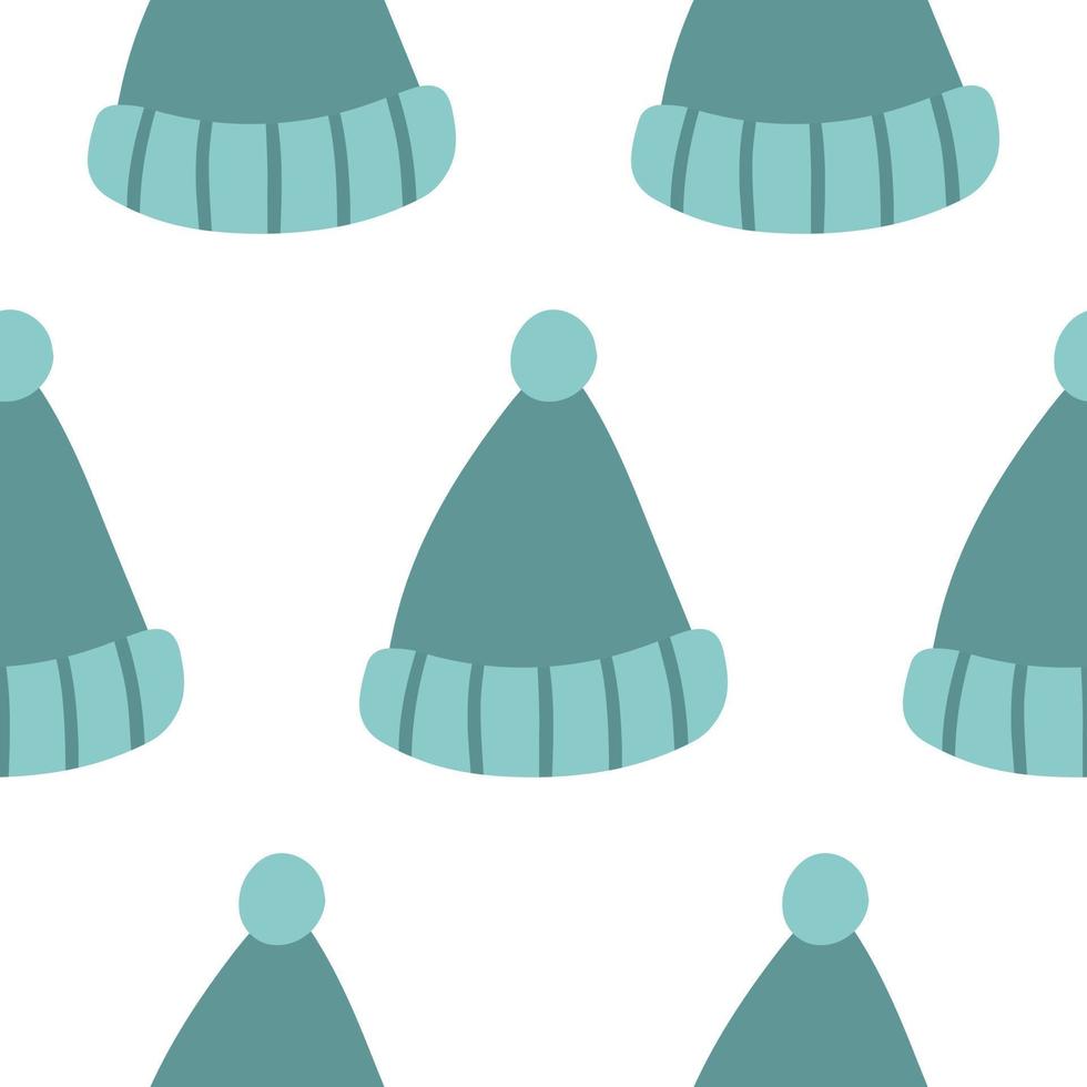 Cute winter hat pattern in cartoon style in vector. Design for winter decoration interior, print posters, greeting card, business banner, wrapping. vector