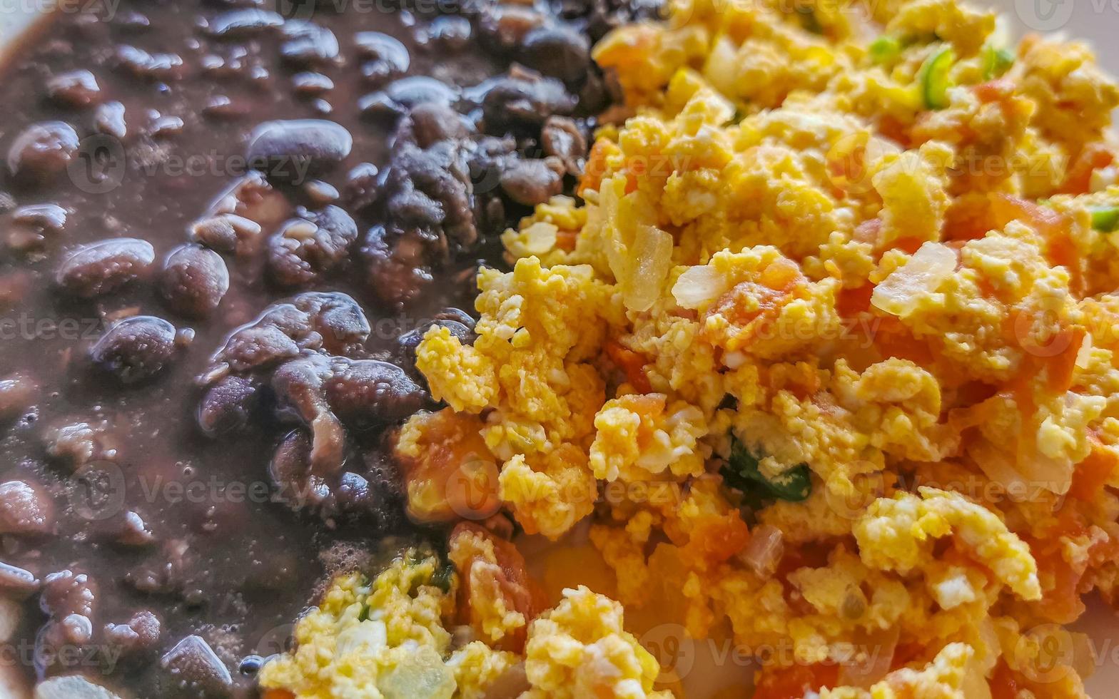 Mexican breakfast scrambled eggs with black beans Puerto Escondido