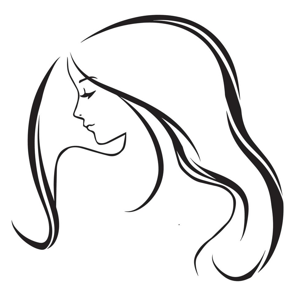 Stylized Beautiful woman s face with long hair silhouette. Women s hair beauty spa salon logo or symbol. 13080213 Vector Art at Vecteezy Stylized Beautiful woman s face with long hair silhouette. Women s hair beauty spa salon logo or symbol. 13080213 Vector Art at Vecteezy