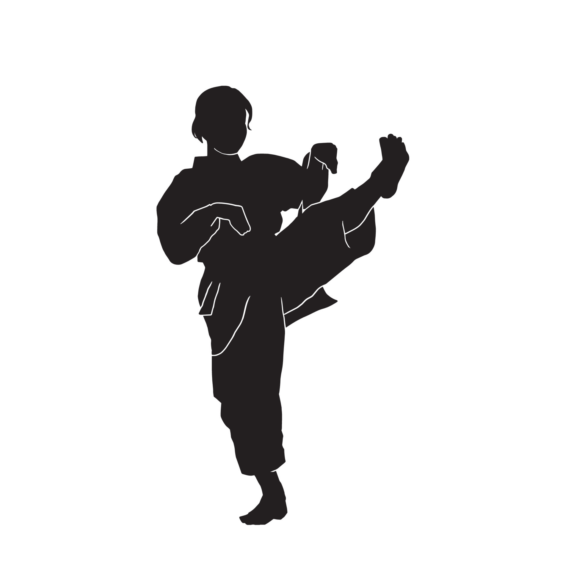 young female karate kata martial arts wearing a uniform vector ...