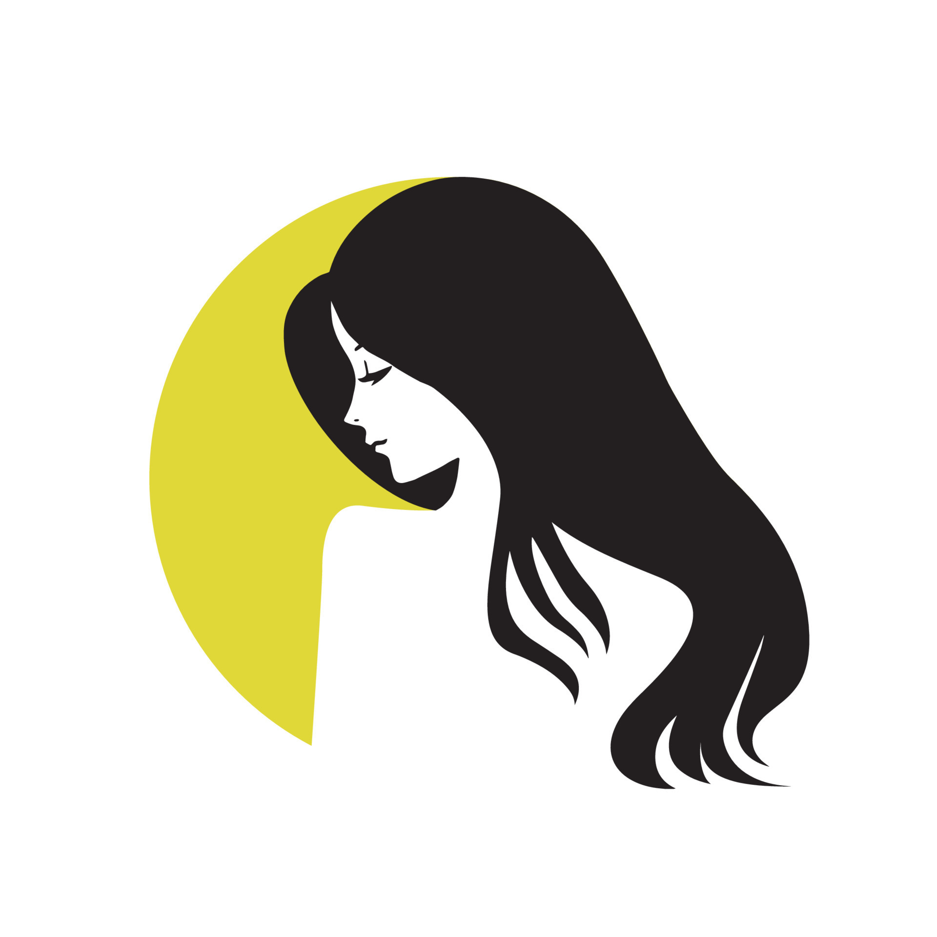 Stylized Beautiful woman s face with long hair silhouette. Women's hair  beauty spa salon logo or symbol. 13080484 Vector Art at Vecteezy