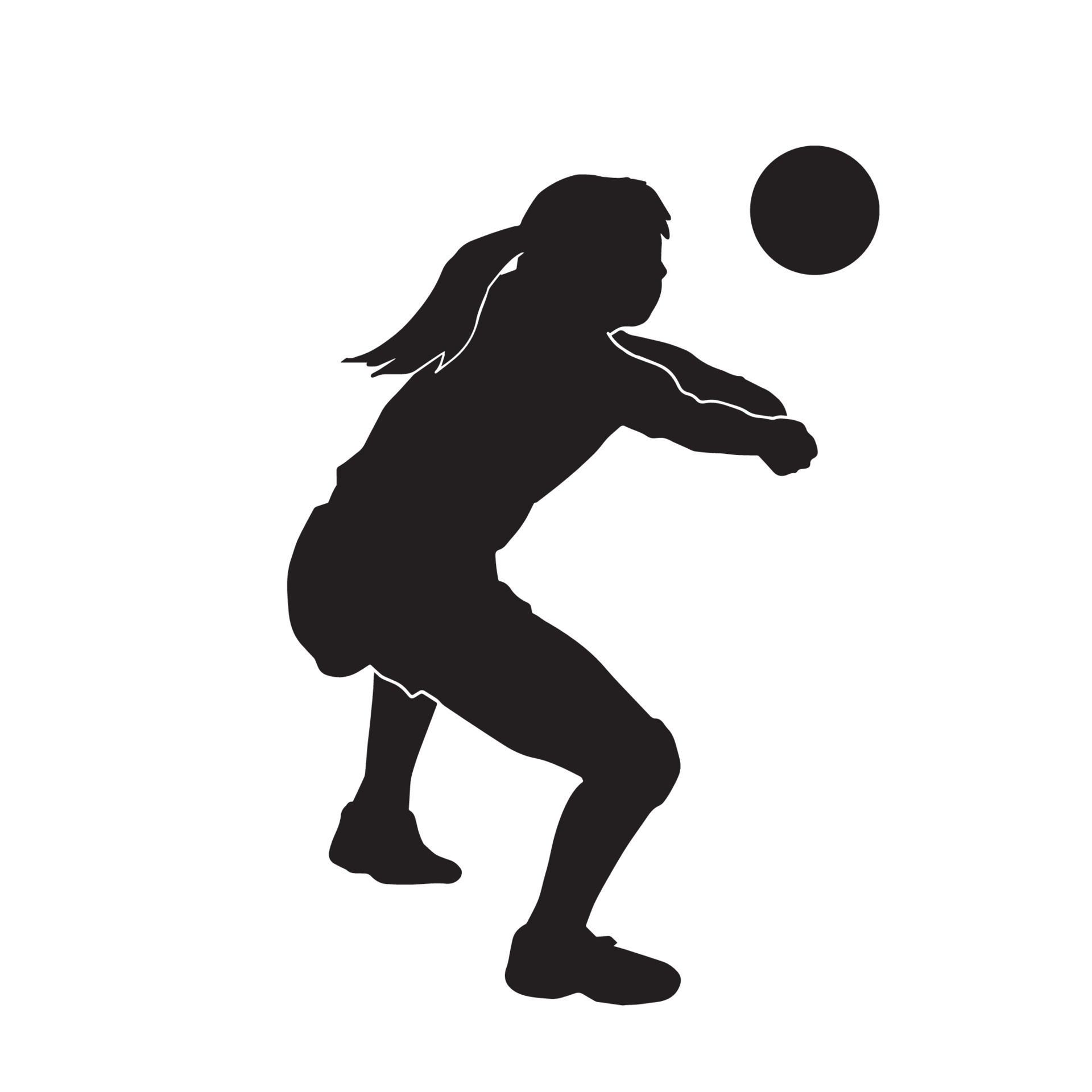 Young female beach volleyball athlete vector silhouette on white ...