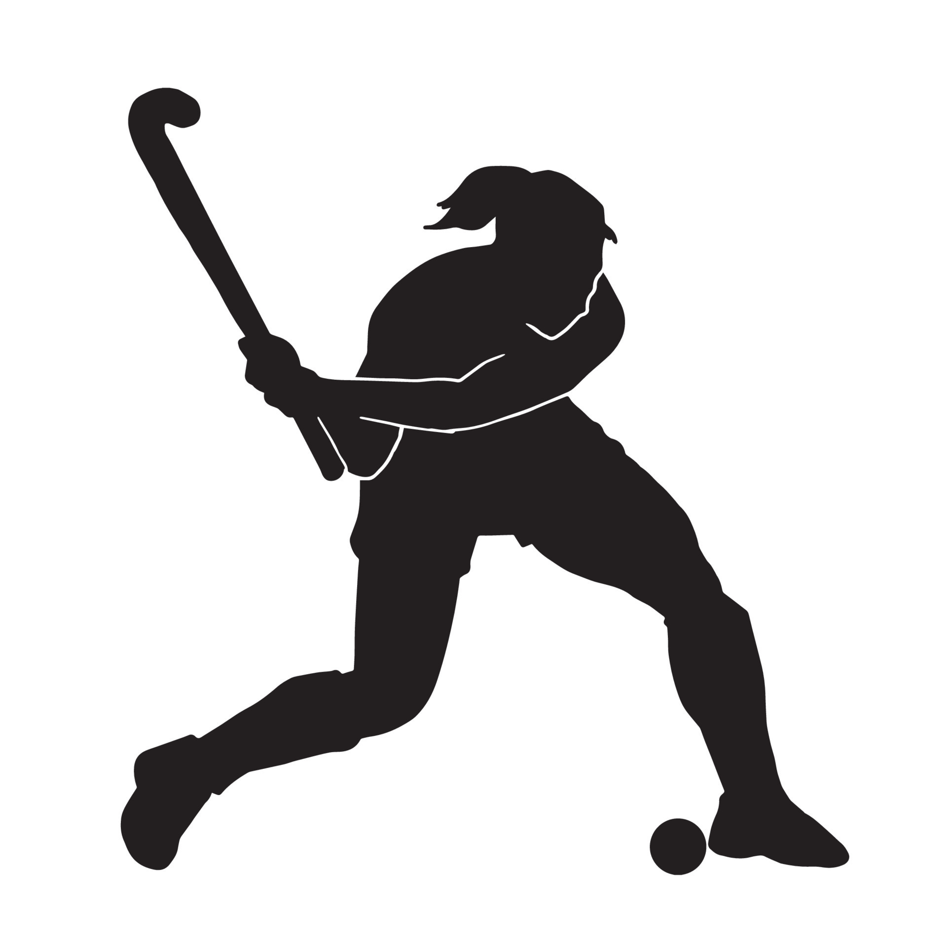 silueta de vector de atleta de hockey sobre césped femenino sobre fondo